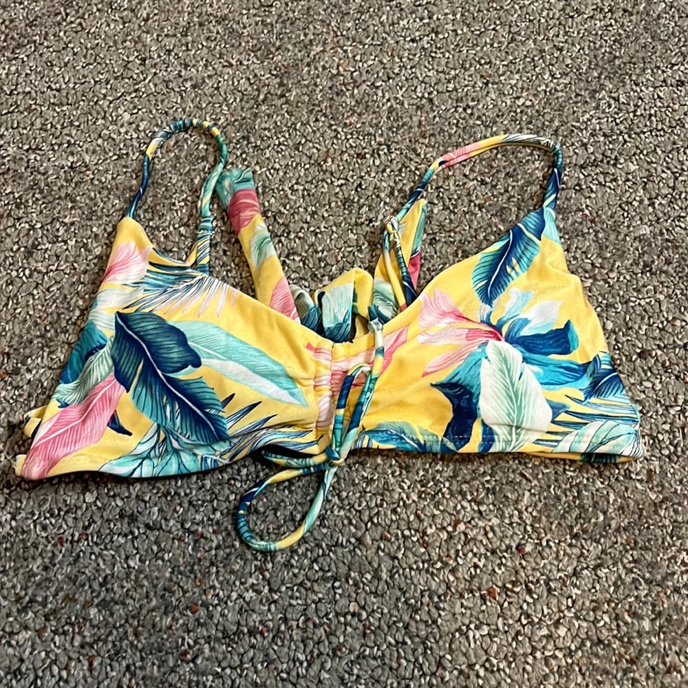 Yellow floral swim top